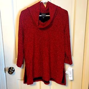 MWT sparkly red dressy cowl neck blouse size XL